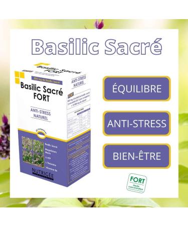 NUTRIG E - Strong Sacred Basil - Balance - Anti-Stress - Wellness - Mood Regulating Against Stress Reduces Fatigue - 2 Takes/Day - 60 Tablets - 30 Day Program - Made in France - Buy Online on GoSupps.com