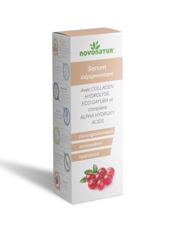 Depigmenting serum with hydrolyzed collagen intensive anti-spot treatment with Gayuba alpha-hydroxy acids vitamins and allantoin. Regenerating moisturizing cream for the skin. Airless 30ml.