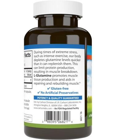 Carlson - L-Glutamine Free-Form Amino Acid 750 mg Muscle Tissue Production 90 Capsules - Buy Online on GoSupps.com
