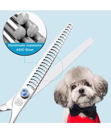MOONTAY JP-440C Stainless Steel Dog Fur Scissors - Straight & Bent Thinning Blending Cutting & Trimming - 19.1 cm (24 Teeth) - Premium Quality - Buy Online on GoSupps.com