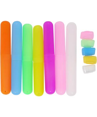 Honbay 7PCS Plastic Dust-Proof Toothbrush Case Holder for Daily and Travel Use with 5 Gifted Toothbrush Head Covers - Random Colors - Buy Online on GoSupps.com