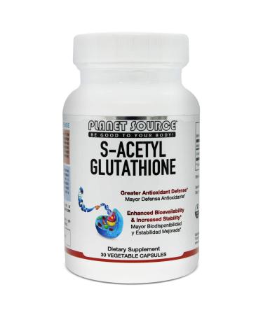Planet Source S-Acetyl Glutathione (Food Grade) Supplement - Best Detox - Supports Healthy Aging Liver Detox and Cell Function - High Absorbtion Small Vegetarian Capsules