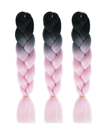 LDMY Jumbo Braiding Hair Extensions - 6PC Ombre Black to Light Pink 24 Yaki Synthetic Kanekalon Hair for Women - Shop Internationally! - Buy Online on GoSupps.com