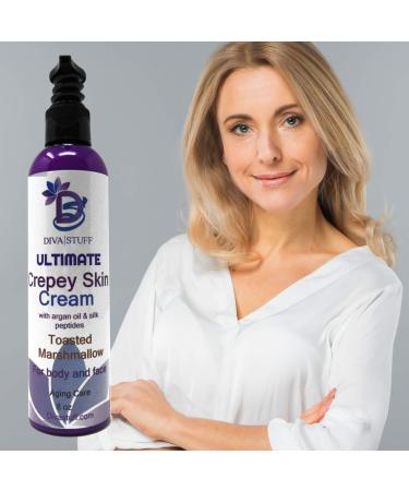 Ultimate Crepey Skin Body & Face Cream with Hyaluronic Acid | Diva Stuff - 8oz Toasted Marshmallow Scent for Dry & Damaged Skin | Made in the USA - Buy Online on GoSupps.com