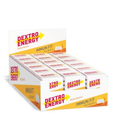 Dextro Energy cubes Immunfit + Vitamin C B6 B12 (18 Pack) - glucose cubes with carbohydrates and vitamins to support the immune system for carbohydrate supply everyday life Multivitamin 46 g (18 Pack)