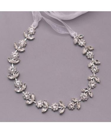 Topqueen Pearl Bride Hair Tiara | Rhinestone Bridal Jewelry Headband | Wedding Hair Accessories for Women & Girls (Silver-Organza White) - Buy Online on GoSupps.com