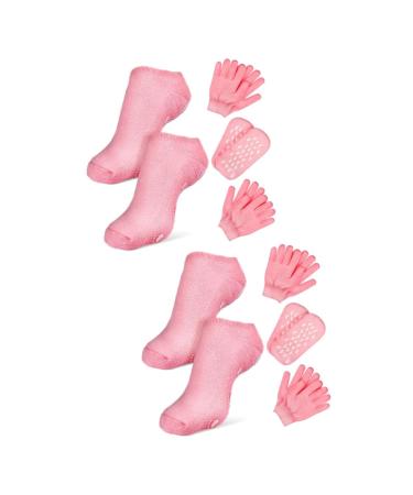 minkissy 4 Sets Spa Moisturizing Socks Moisturizing Socks Gloves Dry Hand Gloves Moisturizing Sleeping Hand Moisture Gloves Gel Socks Moisture Enhancing Socks Care Cotton Nursing Socks