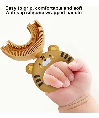 U-Shaped Children's Toothbrush - Cartoon Tiger Design | Soft Silicone Brush for Whole Mouth Cleaning | Extra Soft Training Manual Toothbrush - Buy Online on GoSupps.com