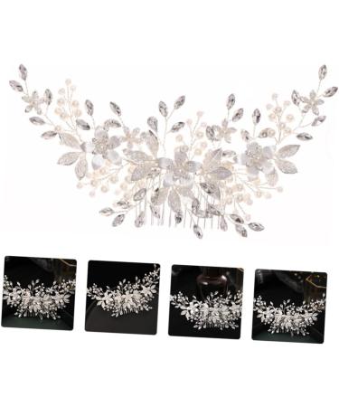 FRCOLOR Alloy Pearl Hair Comb wedding headpiece for bride flower hair comb wedding leaf wedding rhinestone hair accessories Headwear Decor diamond white bridesmaid Imitation pearls abs - Buy Online on GoSupps.com