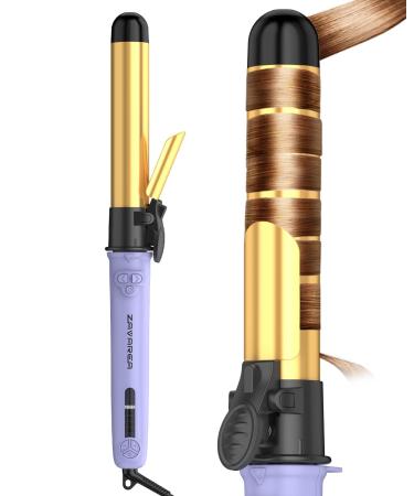 Rotating Curling Iron 1 1/4 Inch Automatic Curling Iron Self Curling Wand with Extra Long Barrel for Medium and Long Hair Dual Voltage Auto Rotating Hair Curler for Curls and Waves 1 1/4 Inch Purple