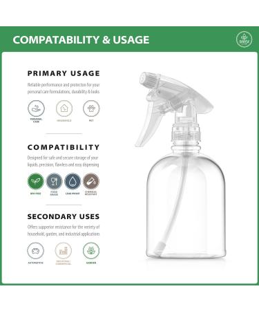 Bar5F 16 oz Plastic Spray Bottle | Leak Proof Clear Trigger Handle | Adjustable Nozzle | Refillable Heavy Duty Sprayer for Salons, Spas, Cleaners & Cooking - Buy Online on GoSupps.com