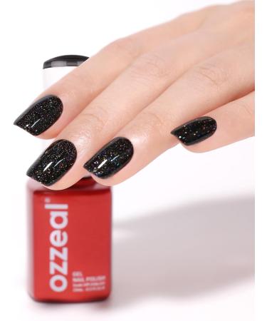 Ozzeal Glitter Gel Polish Black Iridescent Glitter Gel Nail Polish Sparkle Shimmer Gel Glitter Nail Polish Summer Rainbow Soak off LED UV Gel Nail Polish for Art DIY Manicure 15ML - Buy Online on GoSupps.com