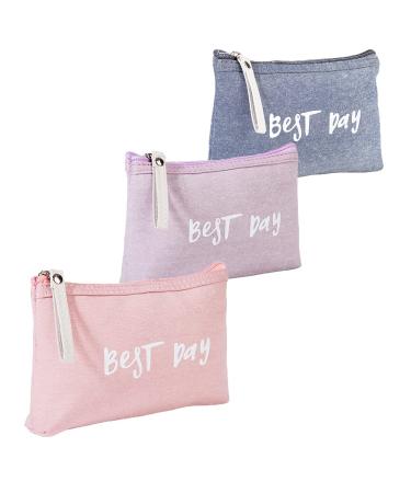 3 pieces of small travel cosmetic bag small make -up bag cosmetic bag 3 colors multifunctional waterproof portable cotton and linen with zipper for travel vacation and everyday life