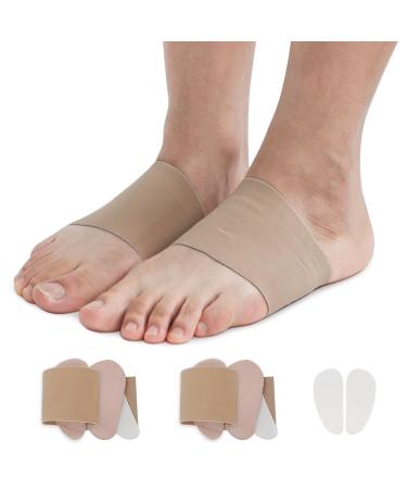 Arch Support for Plantar Fasciitis Relief Arch Support Relief Braces with Gel Pads Compression Bands for Flat Feet Fallen Arch(2 Pairs Beige)