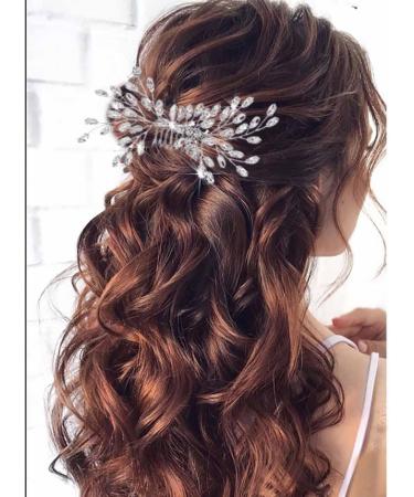 Fairvir Bridal Wedding Hair Comb Silver Sparkly Rhinestones Side Comb Bride Hair Accessories for Women and Girls (Silver) - Buy Online on GoSupps.com