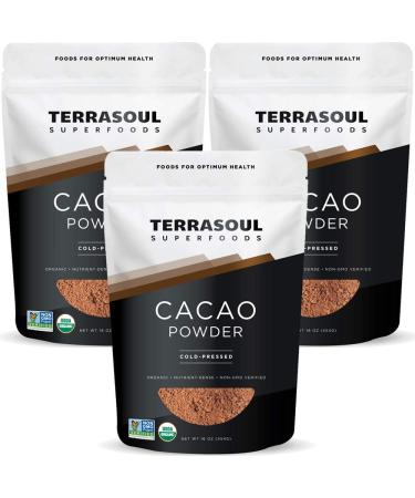 Terrasoul Superfoods Organic Cacao Powder, 3 Lbs (3 Pack) - Raw | Keto | Vegan