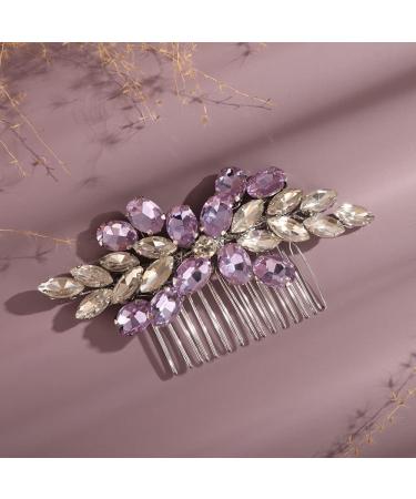 Deniferymakeup Bride Wedding Hair Comb Rhinestone Hair Piece Silver Rhinestone Headpiece Bridal Hair Accessories for Women and Girls (Purple) - Buy Online on GoSupps.com