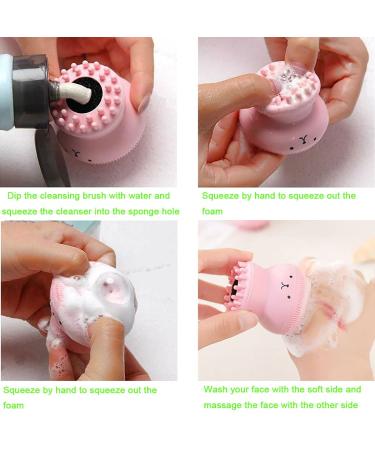 Duruan Silicone Facial Cleansing Brush + Massager - Octopus Shape, Deep Cleaning & Exfoliating Skin Massage (Blue+Red, 2Pcs) - Buy Online on GoSupps.com