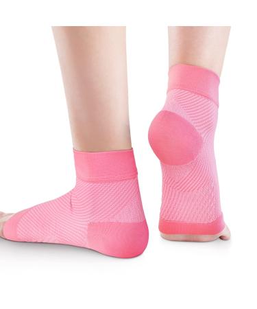 AVIDDA Plantar Fasciitis Support Socks 1 Pair Ankle Support Compression Foot Sleeves for Sprained Ankle Running Sports Protection and Pain Relief L Z Light Pink Pair