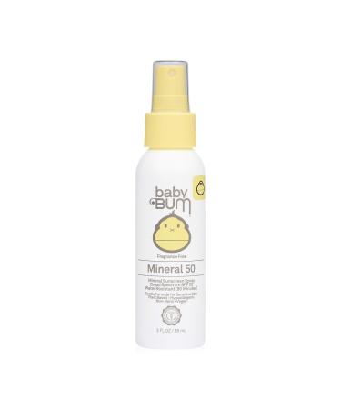 Sun Bum Baby Bum SPF 50 Sunscreen Spray | Mineral UVA/UVB Face and Body Protection for Sensitive Skin | Fragrance Free | Travel Size | 3 FL OZ