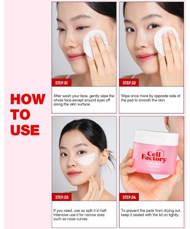 Cell Factory Pore Clear Toner Pad - Vegan 60 000ppm Peptides Sebum Control Pore Tightening Mild Exfoliating - Italian V-Label Certified 60 Pads - Buy Online on GoSupps.com