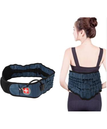 Herchr Inflatable Waist Support Belt - Lumbar Vertebrae Girdle for Lower Back Relief | Decompression Orthosis for Men & Women - Blue - Buy Online on GoSupps.com