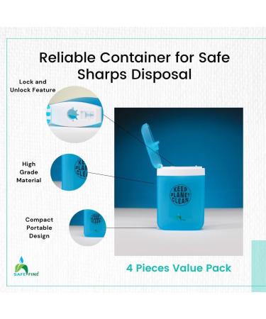 Safefine Portable Travel Sharps Container - Safe Disposal Container for Pen Needles Lancets Test Strips - 2 Pack - Buy Online on GoSupps.com