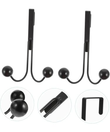 CHILDWEET Multipurpose Hanger 2pcs Double Hook Metal Clothes Rack Over Door Storage Rack Door Hook Hanger Multifunction Iron Gate 14x9cm Black - Buy Online on GoSupps.com