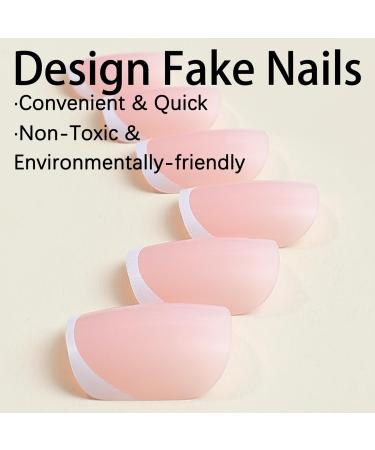 White French Tip Short Square Press-On Nails | Reusable Mirror Acrylic Glue-On Nails for Women | DIY Manicure Design - Buy Online on GoSupps.com