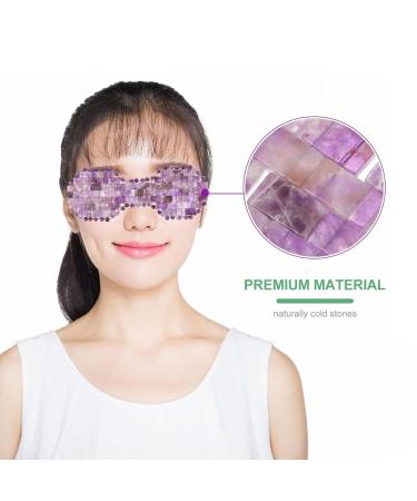 FRCOLOR Jade Eye Mask - Cooling Gel Eye Cover & Blackout Blindfold for Sleep | Reusable Silk Eye Mask for Bedtime & Office - Amethyst Purple 19.2x7.5cm - Buy Online on GoSupps.com