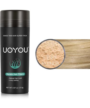 UOYOU Light Blonde Hair Fibres 27.50g Bottle - Natural Keratin Hair Fibers Concealer for Thinning Hair | Hair Loss Solution for Men & Women | Light Blonde Hair Building Fibres Powder - Buy Online on GoSupps.com