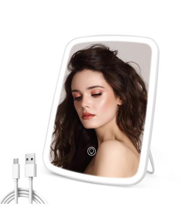 Zmarthumb Makeup Mirror Portable  Touch Control Screen Vanity Mirror with Lights  Adjustable Brightness and USB Rechargeable