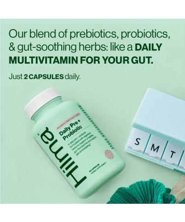 Hilma Healthy Gut & Bloat Support Bundle - Gas & Bloat Relief (50 Vegan Capsules) with Lemon Balm Fennel & Peppermint Leaf + Daily Pre & Probiotic with Herbs (60 Vegan Capsules) for a Healthy Gut - Buy Online on GoSupps.com