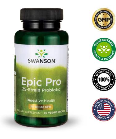 Swanson Epic-Pro 25-Strain Probiotic - 30 Capsules (2 Pack) | Digestive & Immune Support - Buy Online on GoSupps.com