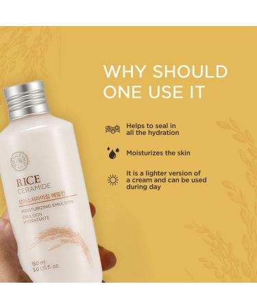 The Face Shop Rice Ceramide Moisturizing Emulsion - Skin Brightening & Protective Hydration | 5.0 Fl Oz - Buy Online on GoSupps.com