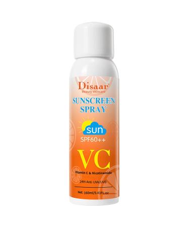 DISAAR BEAUTY Vitamin C Nicotinamide SPF60++ Sunscreen Spray Sun Protection Moisturizing Blocking Keeps Skin Hydrated 24H - Anti UVA / UVB 160ml / 5.41fl.oz