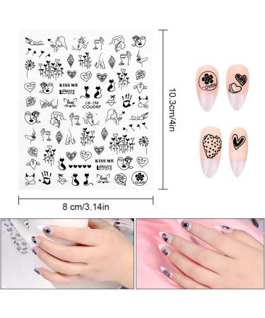 for Acrylic Nails Self-Adhesive Nail Decoration Manicure Nail Art Decals Black Rose Nail Stickers Nail Art(Type 3) - Buy Online on GoSupps.com