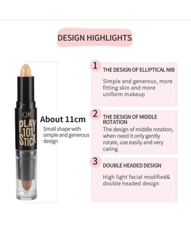 Lebeaut QIC Highlighting Pen Double-end Makeup Stick - Contour Palette & Highlighter Bar, Cosmetic Tool 02 - Buy Online on GoSupps.com
