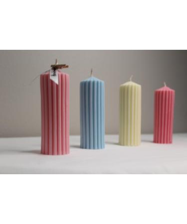 Set of 2 Tall Sphere Candle 100% Natural Soy Wax Coconut Soy Wax Gender Reveal Birthday Wedding.(Baby Pink Baby Blue) (Rosewater)