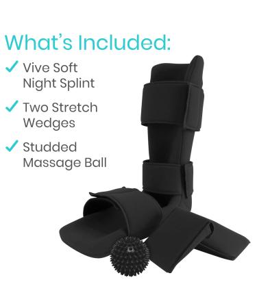 Vive Plantar Fasciitis Night Splint + Spike Ball - Orthopedic Leg Brace for Heel Pain Relief - Black/Large - Buy Online on GoSupps.com