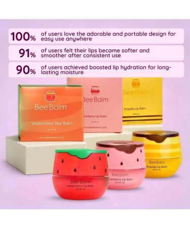 Buy 3 Pieces BeeBalm Lip Balm - Watermelon Strawberry & Honey | Hydrating Lip Care & Moisturizer for Dry Lips - Buy Online on GoSupps.com