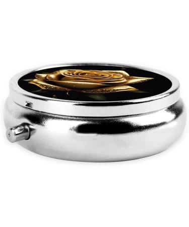 Buy Gold Rose Round Pill Box - 3 Compartment Portable Travel Organizer for Pills & Vitamins - Buy Online on GoSupps.com