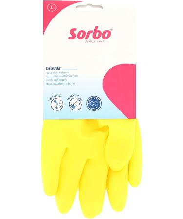 Sorbo Large Latex Household Gloves with Soft Lining and Extra Long Cuff - Yellow, 1 Pair - Buy Online on GoSupps.com