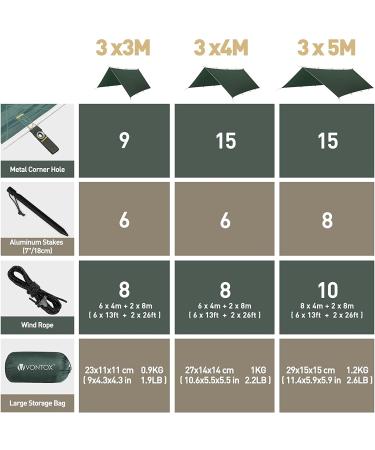 V VONTOX 10x10ft Hammock Rain Fly Tarp with UV Protection - Waterproof Tent Tarp for Camping and Outdoor Activities - Buy Online on GoSupps.com