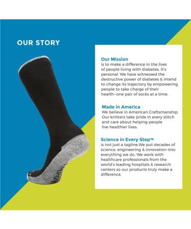 Circufiber Diabetic Socks - Improves Circulation, Reduces Swelling & Pain - Comfortable Loose Fit - Non-Binding Wide Crew - 3 Pairs, Black, X-Large - Buy Online on GoSupps.com