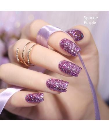 Glitter Gel Nail Polish Super Sparkling Color UV Gel Polish Vegan Long Lasting Nail Varnish Diamond Soak Off UV Gel Nail Varnish Gifts For Women & Girl Nail Art Wedding Holiday(Glitter purple) - Buy Online on GoSupps.com