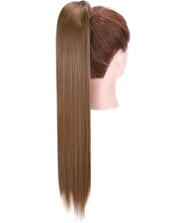 23" Long Straight Wrap Around Ponytail Clip in Hair Extensions One Piece Hairpiece Magic Tape in Pony Tail Extension for Women Light Brown - Buy Online on GoSupps.com
