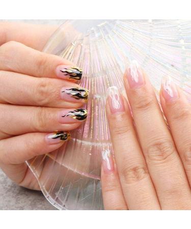 6 Sheets Flame Nail Art Stickers Decals 3d Self-adhesive Flame Nail Sticker Nail Art Designs for Manicure Tips Decoration Diy Nail Art Supplies Black - Buy Online on GoSupps.com