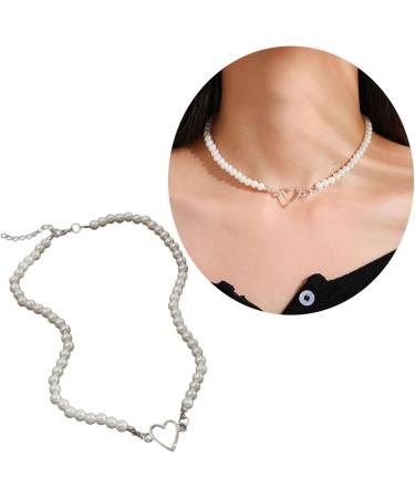 Oralgos Elegant Heart Necklace - Delicate Love & Pearl Charm Jewelry for Every Occasion - Fashionable Silver Necklace - Buy Online on GoSupps.com
