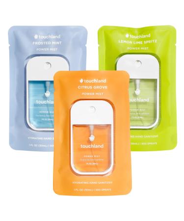 Touchland Power Mist Hydrating Hand Sanitizer FRESH 3-PACK | Mint Citrus Lemon Lime | 500-Sprays each 1FL OZ (Set of 3) Fresh 3-pack 1 Fl Oz (Pack of 3)